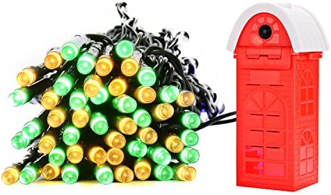 PryEU Outdoor Christmas Fairy String Lights 100 LED Multicoloured Saltwater Powered (No Solar Battery) Waterproof 39.4Ft 12M for Indoor Outside Xmas Tree Garden Patio Yard Decorations