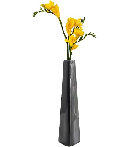Zwarte Matte Keramische Knopvaas - Slanke Bloemenvaas Voor Woondecoratie