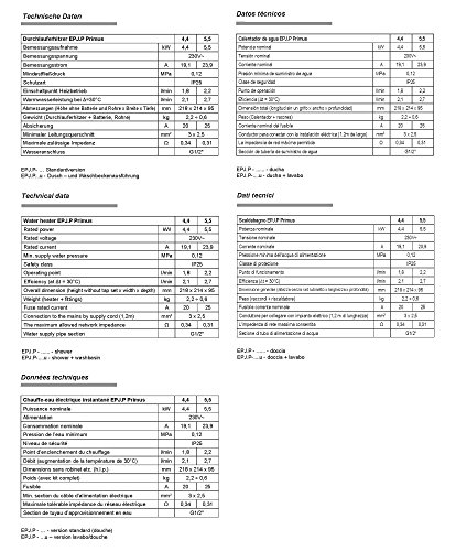 Kospel EPJ-Primus Durchlauferhitzer mit Duschgarnitur 4,4 kW – Energieffizienzklasse A - 7