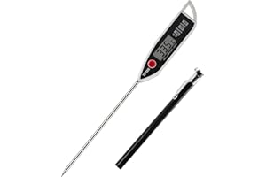 TOALUEA Termometro da Cucina Digitale, 4S Lettura Istantanea Termometri Impermeabile IPX7, 127MM Lunga Sonda Temperatura Carne per Barbecue Alimentare Liquidi Olio Frittura