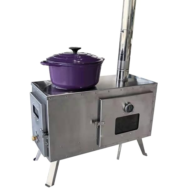 DWD® Galloway Camping Stove Outdoor Portable Wood Log Burner Double Oven  complete with Flue, Spark Cap, Oven Shelf : Amazon.co.uk: DIY u0026 Tools