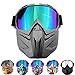 Produktbild QXTKHW Motorradbrille mit Abnehmbarer Gesichtsmaske, abnehmbare beschlagfreie Brille, Verstellbarer Mundfilter, Rutschfester Halteriemen, Vintage-Design,Snakeskin