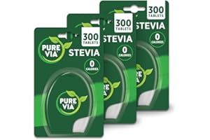 Pure Via Stevia Sweetener Tablets Bundle of 3 (900 Tablets Total) – Low Calorie Sugar Alternative Derived from Nature – Great Taste for Tea & Coffee – Convenient Dispenser Format