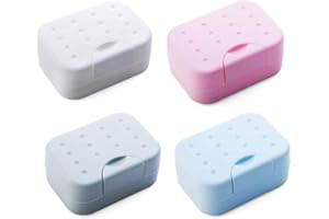 BangShou 4 opakowania mydła podróżnego, mydelniczka z pokrywką, naczynia na mydło z pokrywką, plastikowe pudełko na mydło, łatwe do czyszczenia mydelniczka do łazienki, prysznica i kuchni