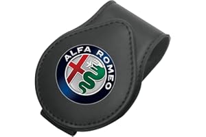 TBMAKE Portaocchiali per Auto per Alfa Romeo Mito Giulia GT Spider Giulietta, Magnete in Pelle Porta Occhiali da Sole Visiera Parasole Clip da Appendere Visiera Clip da Appendere