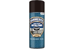 Hammerite Spray Paint for Metal. Direct to Rust Exterior Black Metal Paint, Hammered Finish. Corrosion Resistant Black Paint and Rust Remover, 8 Year Protection - 400ml Aerosol 0.5 SqM Coverage​