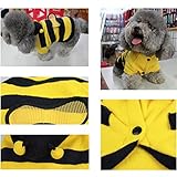 Süße Biene Design Hund Polar Fleece Stoff Kleidung Katze Kleidung Welpe Hoodie Plüsch warmen Wintermantel Kleidung Kostüm Accessoire für Hunde Haustiere mit Hut Grösse L -