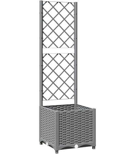 Tidyard Hochbeet Mit Rankgitter – 120x40x121,5 Cm, Schwarz, Aus Robustem PP, Für Garten & Balkon