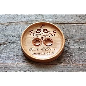 Ringkissen aus Eiche mit gravierten Namen und Datum, Ringschale ür die Hochzeit, Ringträger für die Hochzeit 