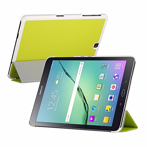 EasyAcc Samsung Galaxy Tab S2 9.7 Hülle Tasche mit M-Standfunktion Auto Wake up Sleep PU Leder hüllen für Samsung Galaxy Tab S2 (9.7 Wi-Fi ST810 / LTE SM-T815) Smart Cover mit Auto Sleep Wake up / Standfunktion (Grün, Kunstleder, Ultra Dünn) - 9