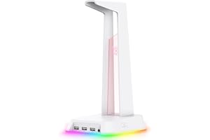 AJIJAR RGB-Headset-Ständer Mit 3.5-mm-AUX-und 3 USB-2.0-Anschlüssen, Gaming-Headset- Ständer Mit Rutschfester Gummibasis