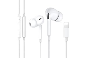 ENERGIEMAX iPhone Kopfhörer mit Kabel [MFi zertifiziert]iPhone Kabel Kopfhörer/HiFi Stereo Ohrhörer mit Lightning (eingebautes Mikrofon und Lautstärkeregler) mit iPhone 14/13/12/11/SE/X/7 Unterstützt alle iOS