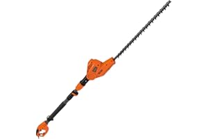 BLACK+DECKER Taille-Haies Sur Perche Filaire 550W, Taille-Haies Electrique 51 cm avec Lame Asymétrique, Manche Télescopique, Tête Pivotante et Double Interrupteur, Ecartement 22 mm, PH5551-QS Noir/Orange