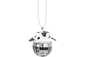 KINBOM Disco Ball Akcesoria Samochodowe, 4,6x5,8cm Sliczne Lusterka Samochodowe Disco Ball Z Bialy Kowbojskim Kapeluszem Akcesoria do Zawieszania Samochodów Estetyczne