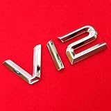 Abmaße HxBxT: 27 x 80 x 4mm V12 Emblem Zeichen Chrom Schriftzug Auto Aufkleber Motorhaube Kotflügel Logo 3D