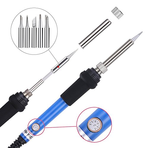 GHB Lötkolben 6 in 1 Lötset 60W 200-450°C Einstellbare Temperatur mit Koffer - 3