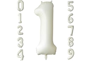 Ousuga Cream Number Balloons 1, Large 40 Inch Beige Birthday 1 Balloon Helium Foil Digit with Self-sealing Design Party for Girls Boys Anniversary Baby Shower Decorations