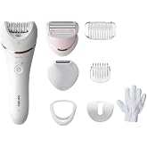 Philips Hair Removal Device, Wet and Dry Wireless Use, LED Light, Extra Wide Head, Precision Zone and Correction Head, B