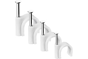 ABNII Fermacavi Muro, 400 Pezzi Fermacavo con Chiodo, Bianco Rotondi Graffette Clip per Cavi, Fascetta per cavi Fixpoint, 4 mm 6 mm 8 mm 10 mm