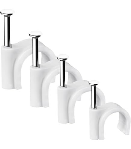 200 Clip Per Cavi In Plastica Bianca - Misure 8mm E 10mm, Per Gestione Ordine Di Cavi Elettrici Ed Ethernet