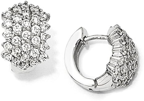13mm Cheryl M Sterling Silver Cubic Zirconia Hoop Earrings