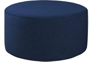 HOOWARM Velvet Ottoman Slipcovers /Cover ，Round Stretch Footstool Cover, With Elastic Bottom ， Modern Dustproof Foot Stool Covers Removable Washable Large Anti-Slip Pouffe Cover ( Color : A29 , Size : 50-58cm