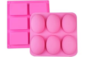 REYOK 2Pcs Moules de Savon à 6 cavités - En silicone Pour faire de la pâtisserie, gâteaux, savons, biscuits au chocolat, glaçons (Rose)