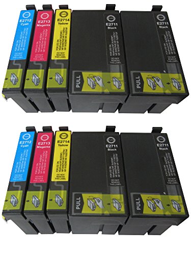 10 komp. XXL und XL Druckerpatronen für Epson WorkForce WF-3640DTWF Epson WorkForce WF-3620DWF Epson WorkForce WF-7110DTW Epson WorkForce WF-7610DWF Epson WorkForce WF-7620DTWF 4 x schwarz 2 x blau 2 x rot 2 x gelb