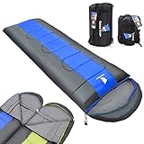saco de dormir tamanho grande ➤MATERIAL DE ALTA CALIDAD - Saco de dormir de fibra hueca, 250 g / m, el material exterior utiliza la tela escocesa antidesgarre 210T, el material del forro es la pongee de poliéster superfina de 190T.