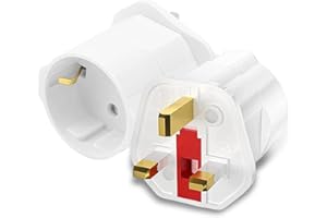 Oliveria 2 Pièces Adaptateur Prise Anglaise, Adaptateur de Voyage France vers UK, Europe ver UK Adapter, Adaptateur de Prise pour Irlande, Angleterre, Ecosse, Dubaï, Malte, Adaptateur Type G Blanc