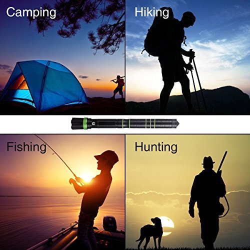 BESTSUN Multifunktional Tactical Taschenlampe Messer torch- Selbstverteidigung Survival Kit wiederaufladbar Focus verstellbar Cree Q5 LED Taschenlampe + Ladegerät + 18650 Akku für Exploration Jagd Camping - 6
