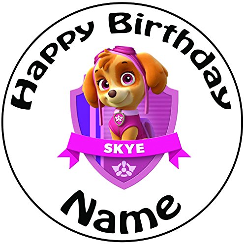 Skye (Paw Patrol) 30 personalisierte Essbare Cupcake Topper/Geburtstag Kuchen Dekorationen – Einfache vorgeschnittenen Kreise - 2