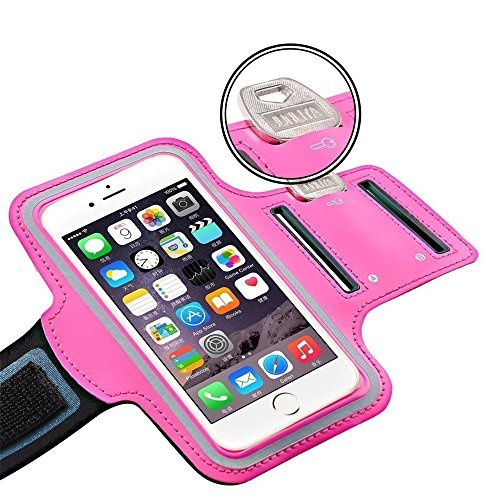 G-i-Mall Sport Braccialetto Custodia Neoprene Fitness Jogging Palestra Corsa Fascia da braccio Telefoni Protector Armband Per 4,8 - 6 Pollice Smartphone iphone 6 6S Plus,Samsung S7, S6, S6 edge, S7 edge, Asus zenfone 2?Huawei P8,P8 lite, Mate 7, Lg G4, V10 ect - Rosa caldo