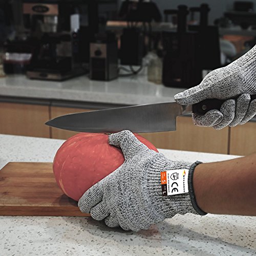 Schnittschutzhandschuhe – MYCARBON Schnittfeste Küchehandschuhe Handschuhe Schnittschutzklasse 5 EN 388 CE für Küche Baustelle Gartenbau Schutzhandschuhe Einsatzhandschuhe (S) - 3