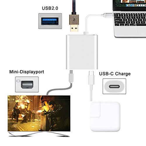 chenyang usb-c USB 3.1 Typ C auf Mini DisplayPort DP & USB OTG & usb-c Buchse Ladegerät Adapter für Laptop und MacBook - 6