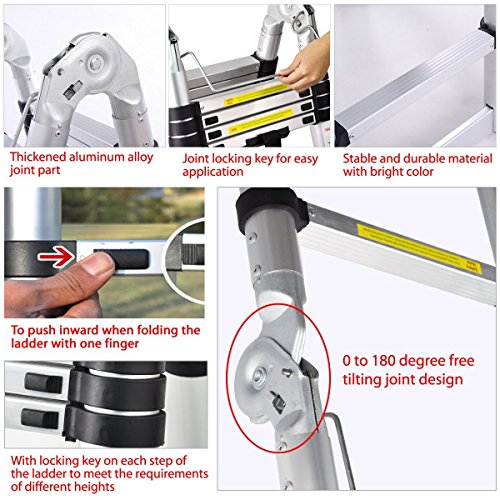 4,4 m Doppel Teleskop Leiter vielseitig zusammenklappbar ausziehbar tragbar Mehrzweck-Leiter für alle Bedürfnisse Ihres DIY - 4