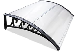 Herrselsam Auvent pour porte d'entrée - 150 x 100 cm - En polycarbonate transparent - Protection contre la pluie - En aluminium DY6203-M-1zxx