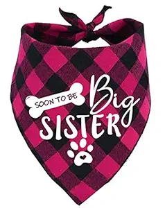 Big Sister Dog Bandana, Reversible Plaid Triangle Bibs Pet Scarf