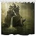 Produktbild GoHEBE Fantasy Duschvorhang griechischen Mythologie Titans Turtle Island Statue fällt Olympus Polyester-Schimmelresistent-Badezimmer Dusche Vorhang Set mit Haken 180,3 x 180,3 cm Badezimmer Zubehör