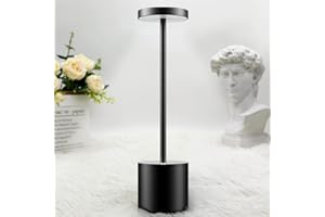 Hapfish Rechargeable LED Table Lamp, 5000mAh Cordless Battery Operated Table Lamps, 3 Color Modes, Dimmable, USB Desk Light for Home, Dining, Bedside, Outdoor, Living Room -Black