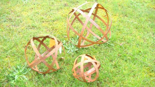 Kugel Rost Edelrost aus Metall Beetdeko Deko Kugel Gartendeko Pflanzdeko Rost Durchmesser ca. 20cm - 3
