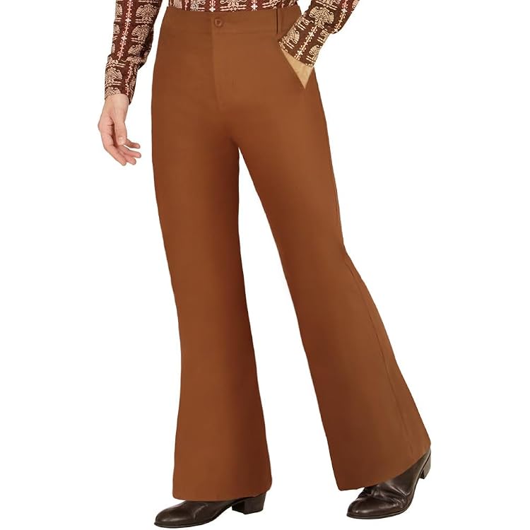 Pantalon Pattes D'éléphant Homme - Style Disco Années 60-70 - Coupe Ajustée - Pour Déguisement, Carnaval, Soirée à Thème