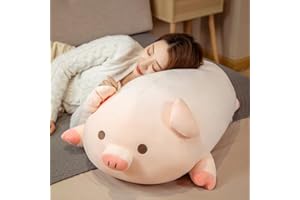 MAOMOTO Oreiller en peluche en forme de cochon - 50 cm - Joli oreiller câlin pour enfants et filles (yeux rondes)