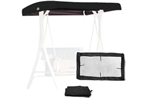 SJASD Techo De Repuesto para Columpio De Jardín Universal, 3 Plazas,Balancin Jardín Exterior de Protección UV,Funda de Repuesto para toldo de Techo,191x120x18cm,Negro