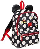 ESTILO UNICO: Nuestras mochilas Minnie Mouse tienen un estilo único. Tienen tus personajes favoritos, Minnie, Mickey y Daisy Duck su un fondo blanco y negro polka. Nuestra mochilas tienen también las orejas de Minnie que las hacen super bonitas