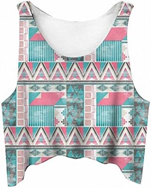 SuperYangelo Women's Girls Teenager Vest Crop Top Beachwear Summer T-Shirt Sleeveless Blouse Casual Tank Top Print Party Holiday