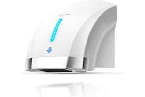 modunful Automatischer Handtrockner Elektrischer Wandmontage Infrarotsensor Händetrockner für Badezimmer Toiletten, 2000W Handtrockner Einstecken, Geräuscharm (40 db), Kompakte ABS-Abdeckung (Weiß)