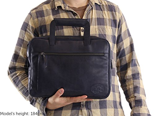 Gusti Leder studio „Lea“ Henkeltasche Laptoptasche MacBook 13 Zoll Businesstasche Ledertasche Notebooktasche 13 inch Ausziehbare Griffe Ziegenleder Vintage Graphitgrau Dunkelgrau 2H64-29-6 - 2
