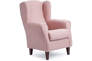 GASTEN A GUSTO SILLONEA - Sillón Orejero pequeño, con Tela Antimanchas, de reducido tamaño para salón o dormitorio (Tamaño:100*74*77cm) Tapizado en ROSA. Butaca ideal para ver la tv, leer o lactancia.