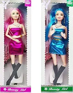 kmc kidoz Combo Foldable and Movable Barbie Doll with Bendable Hands & Legs Specially for All Little Princess - Pack of 2 ( Color May Very)